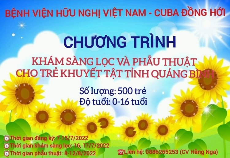 Chương Trình Khám Sàng Lọc Và Phẫu Thuật Cho Trẻ Khuyết Tật Tỉnh Quảng Bình